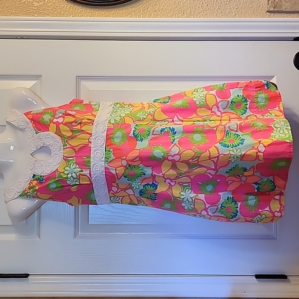 Lilly Pulitzer Candice Shift Dress Ice Cream Social Neon Floral Women's Size 2